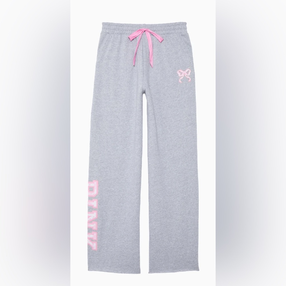 PINK Victoria's Secret and LoveShackFancy Collab Gray and Pink Sweatpants - Picture 3 of 4